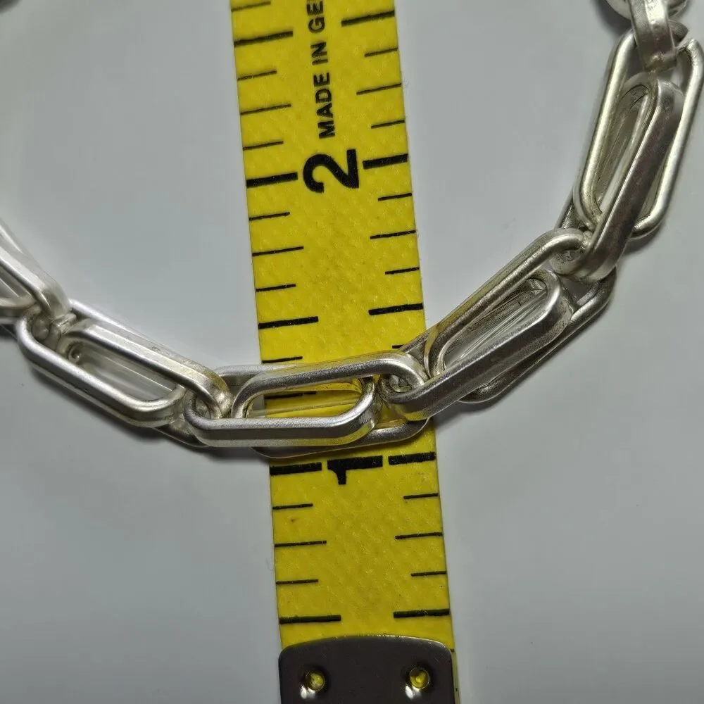 Silver Tone Long Links Stretch Bracelet Up To 8